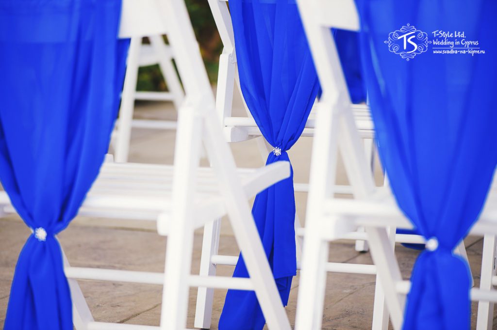 Стулья для синей свадьбы в муниципалитете Кипра